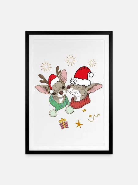 Merry Christmas - Gerahmtes Poster (49 × 69 cm) - Schwarz