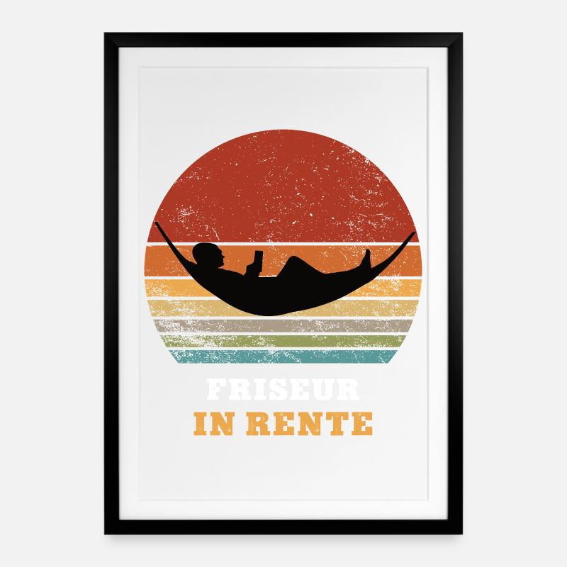 Coiffeur Retraite retraite Retraité - Affiche encadrée (49 × 69 cm) - noir