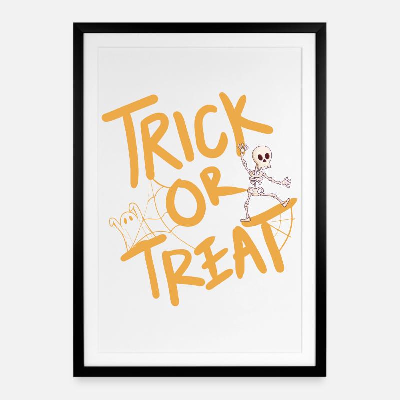 Creative Halloween design with pumpkin and skeleton - Framed poster (49 × 69 cm) - black