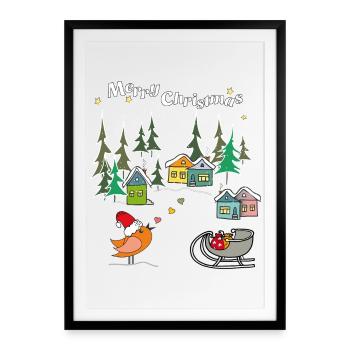 Merry Xmas - Gerahmtes Poster (49 × 69 cm) - Schwarz - Vorne