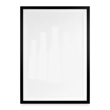 Bierflaschen Silhouette - Gerahmtes Poster (49 × 69 cm) - Schwarz - Vorne