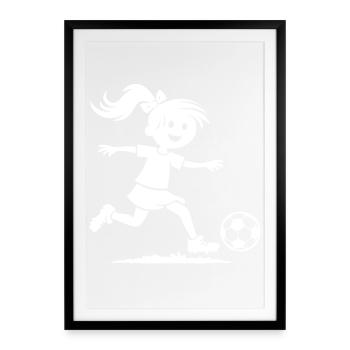 Fussball Mädchen - Gerahmtes Poster (49 × 69 cm) - Schwarz - Vorne