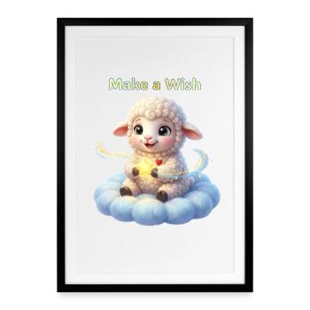 Make a wish with Lammy - Gerahmtes Poster (49 × 69 cm) - Schwarz - Vorne