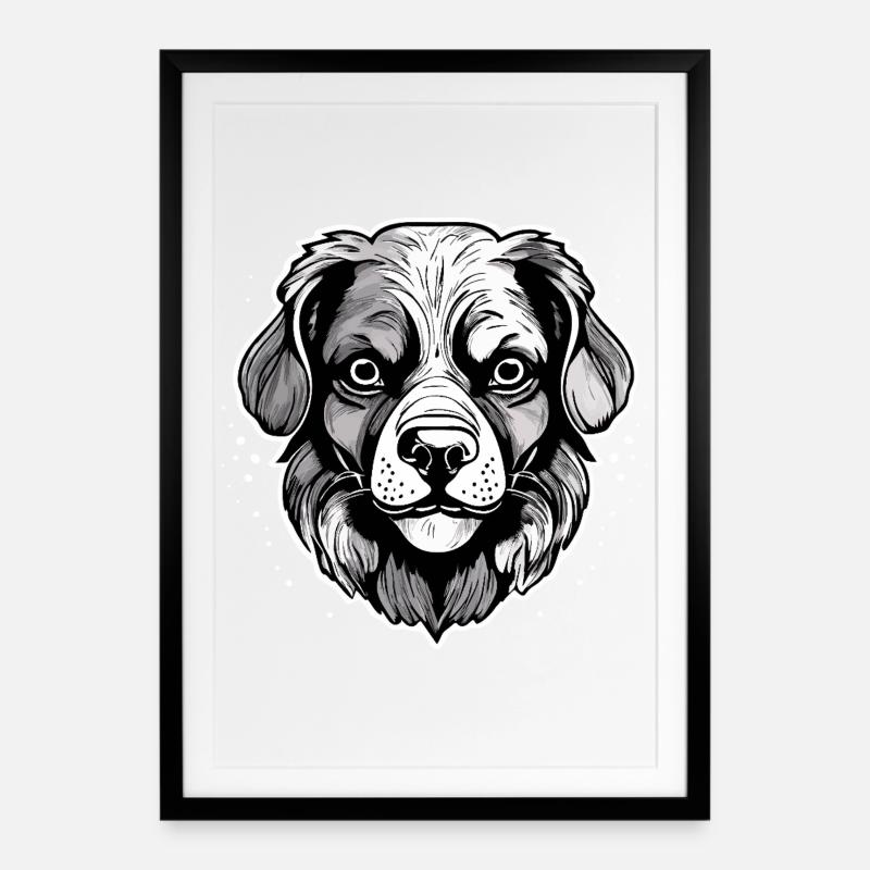 chien - Affiche encadrée (49 × 69 cm) - noir