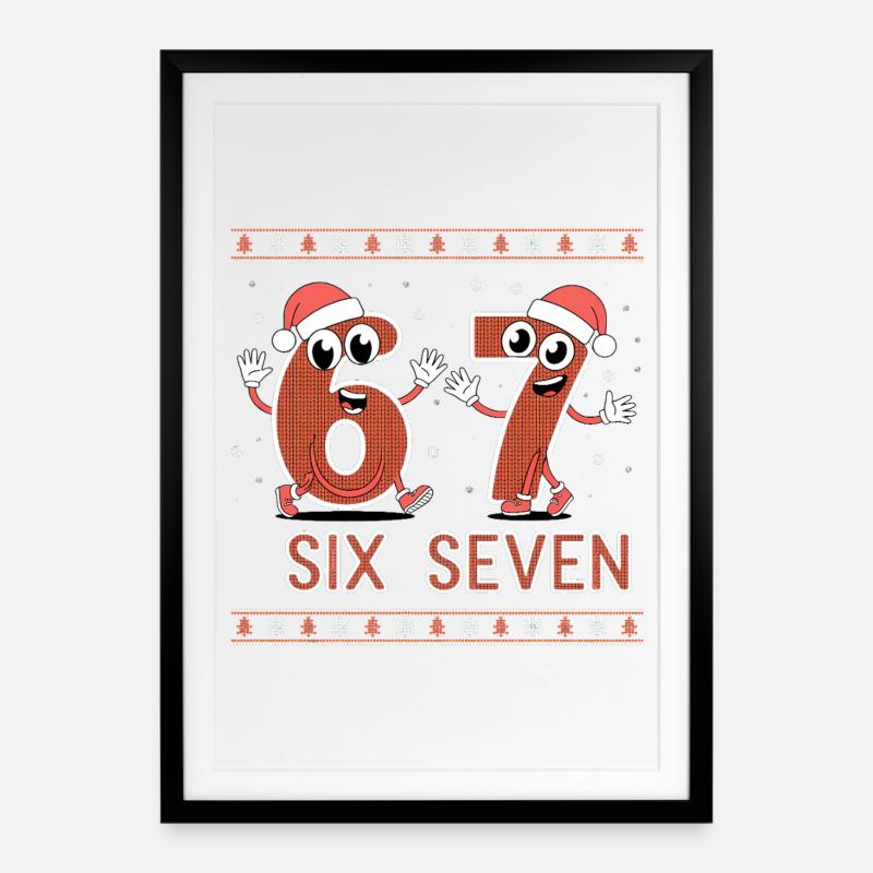6 7 Six Seven Memes – Noël - Affiche encadrée (49 × 69 cm) - noir