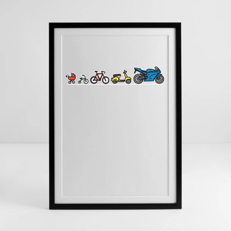 Evolution du développement de la moto Biker Evolution Affiche encadrée (49 × 69 cm)