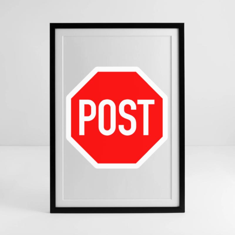 post oder stop? Gerahmtes Poster (49 × 69 cm)