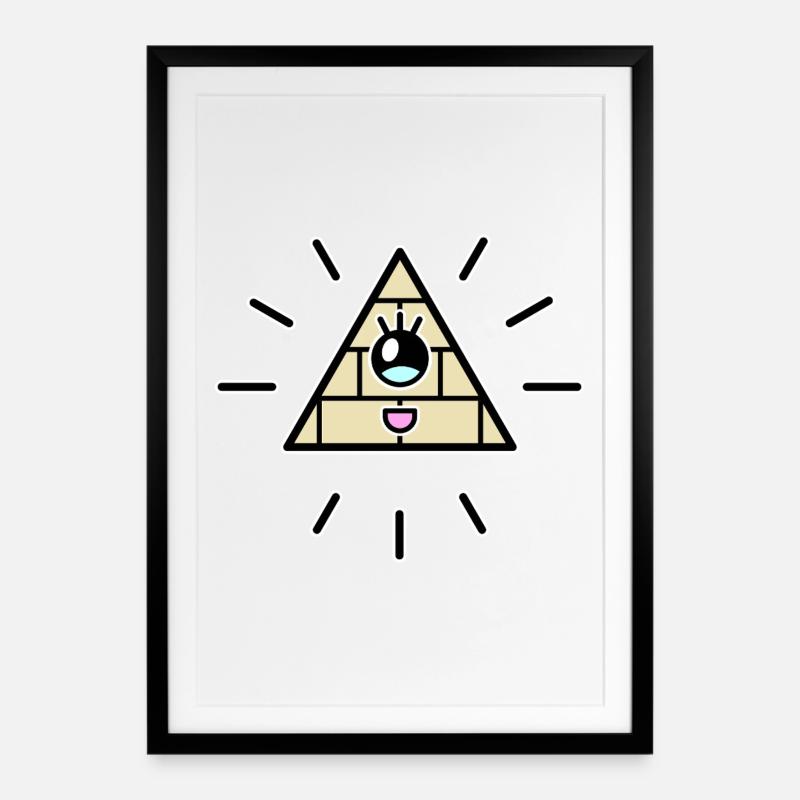 Illuminati Kawaii - Affiche encadrée (49 × 69 cm) - noir