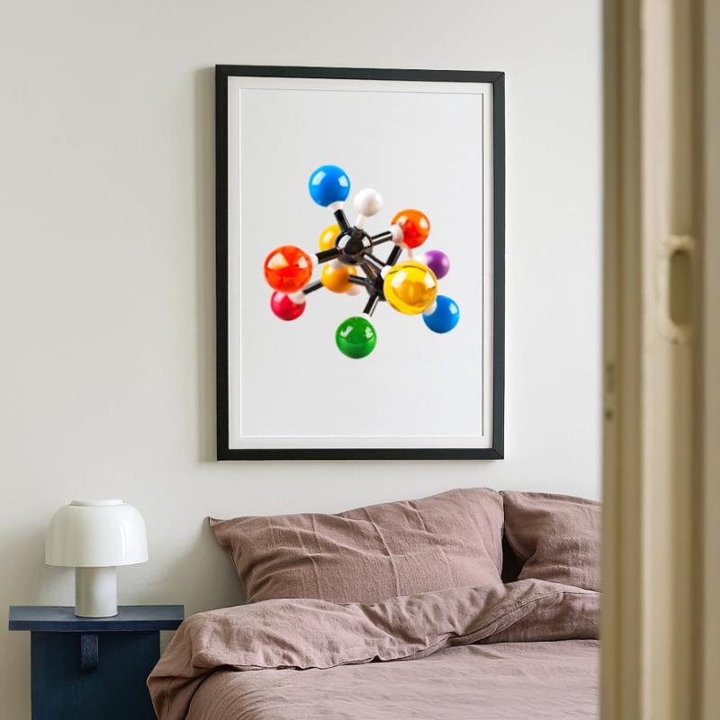 Colorful Molecular Structure Pattern Framed poster (49 × 69 cm)