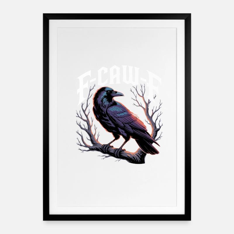 F-CAW-F Crow – Raven Sarcasm Gothic Design - Framed poster (49 × 69 cm) - black