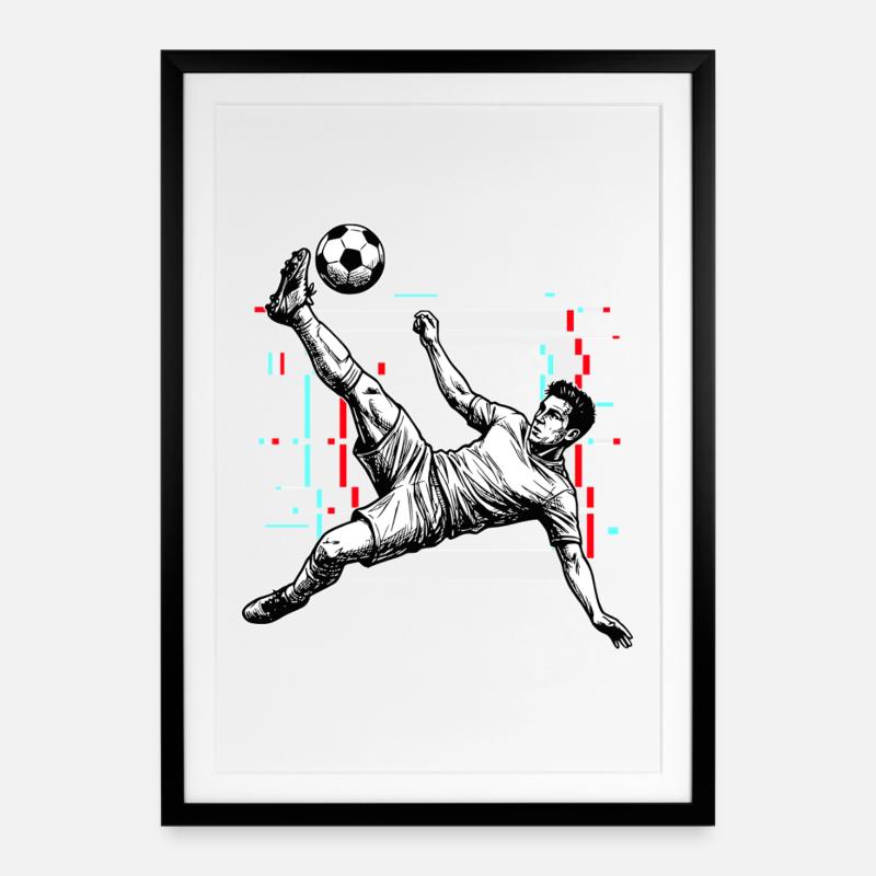 Soccer Shot Overhead Kick Side Kick - Framed poster (49 × 69 cm) - black