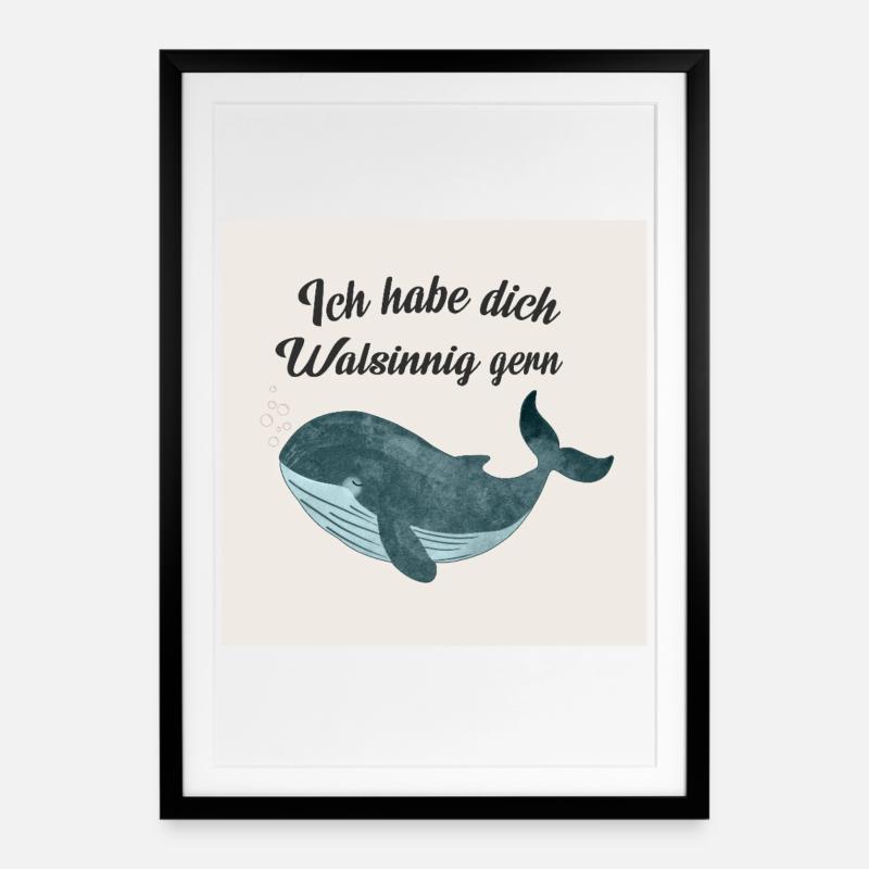 Ikke sindssygt. Bare anderledes, normalt. Hval - Indrammet plakat (49 × 69 cm) - sort