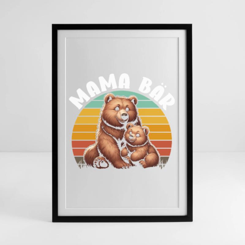 Mama Bär Muttertag Mutter Elternteil Mama Bear Gerahmtes Poster (49 × 69 cm)