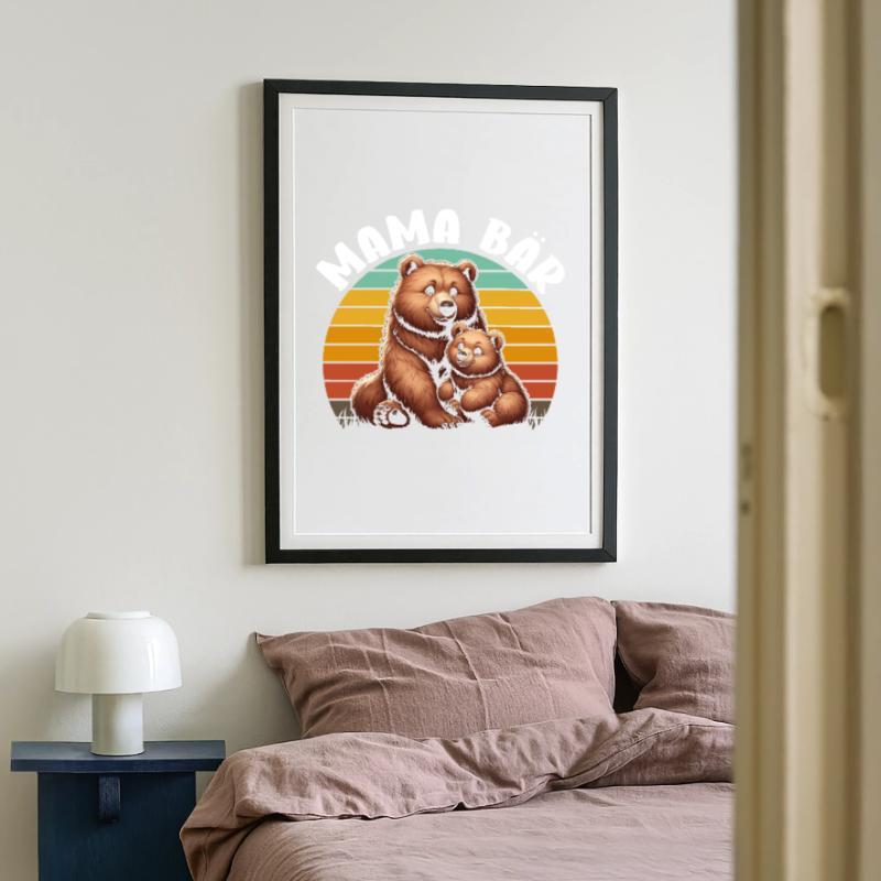 Mama Bär Muttertag Mutter Elternteil Mama Bear Gerahmtes Poster (49 × 69 cm)