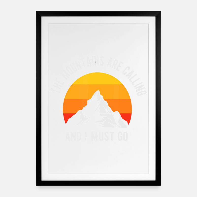 Bjergene kalder på Sunset Peak - Indrammet plakat (49 × 69 cm) - sort