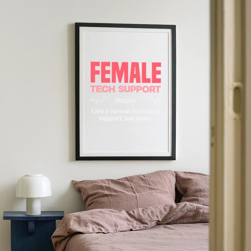 Tech Support Frau Definition IT Admin Computer Gerahmtes Poster (49 × 69 cm)
