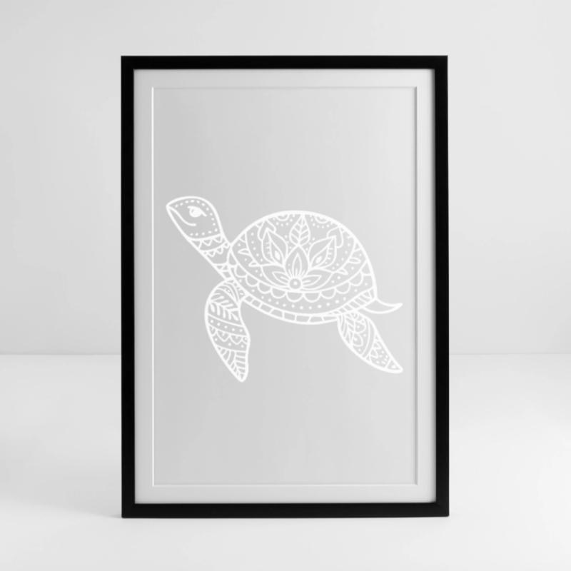 Boho turtle with pattern shell Framed poster (49 × 69 cm)