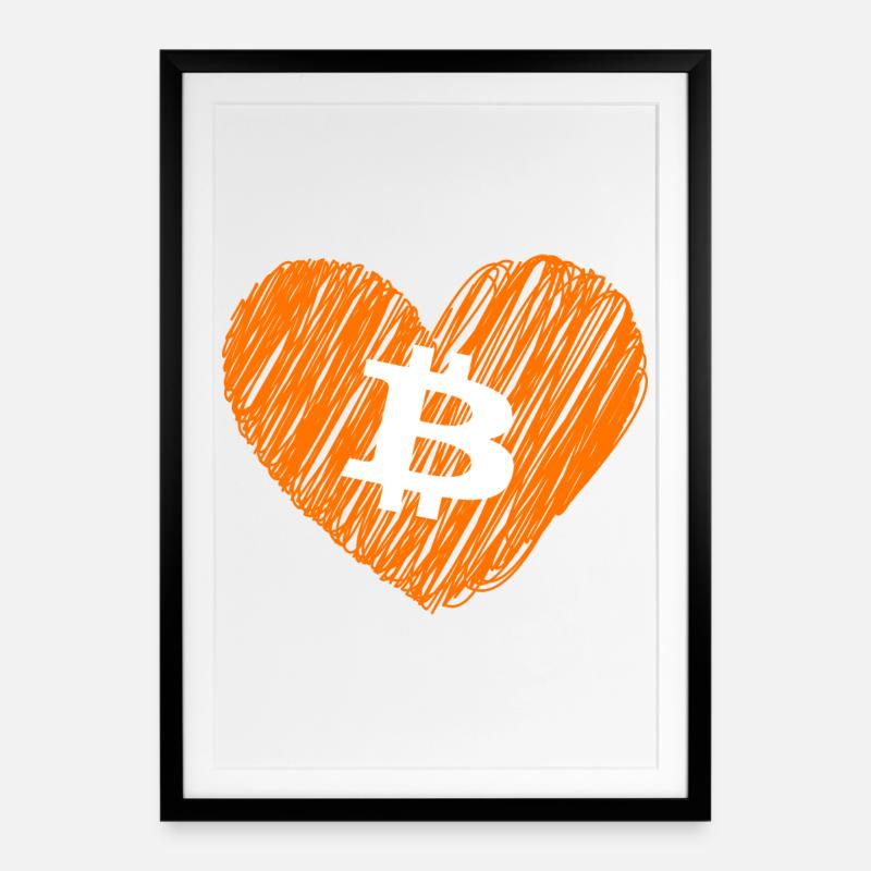 Bitcoin Crypto Cryptocurrency Splash - Affiche encadrée (49 × 69 cm) - noir