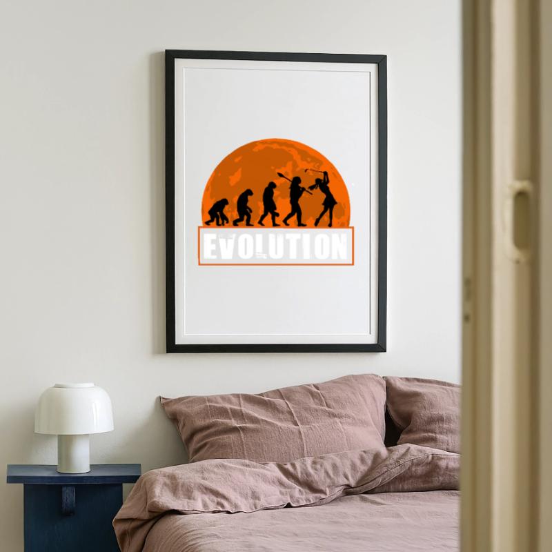 Évolution du golf, fille golfeuse Joueuse de golf cadeau Affiche encadrée (49 × 69 cm)