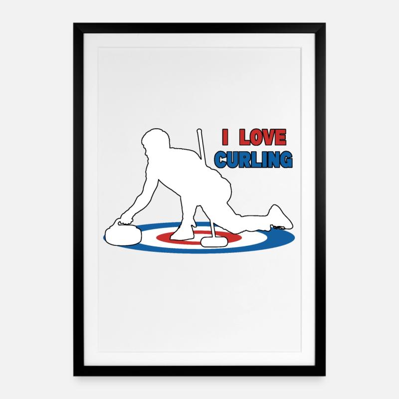 Ich liebe Curling - Gerahmtes Poster (49 × 69 cm) - Schwarz
