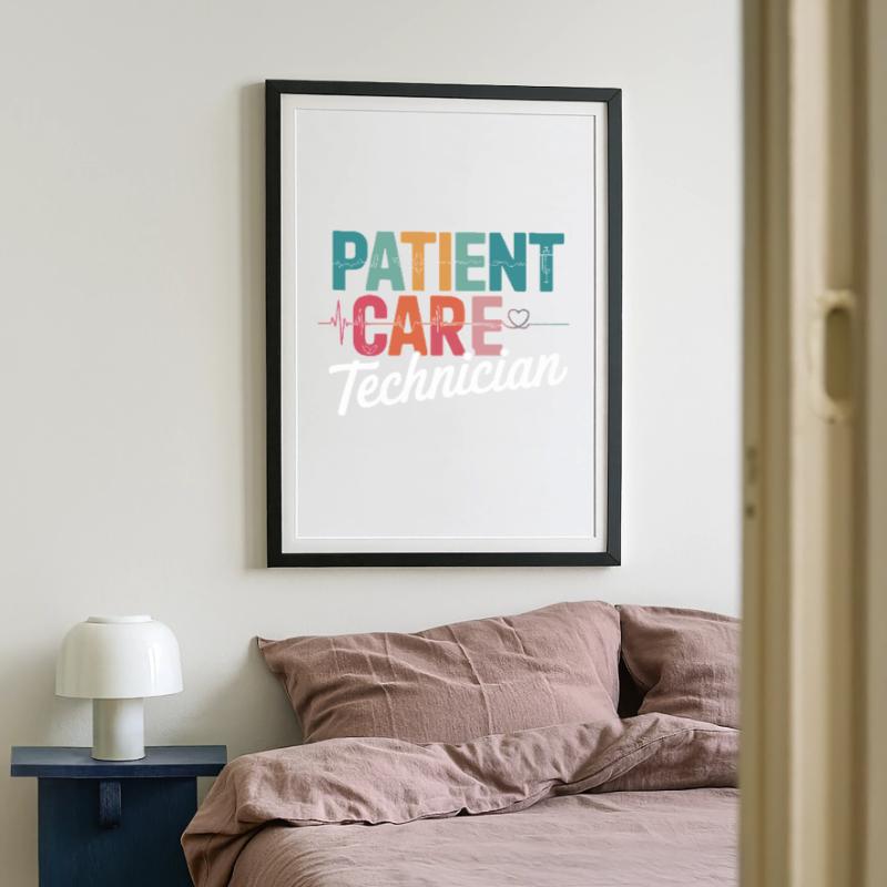 Conception de technicien en soins aux patients Affiche encadrée (49 × 69 cm)