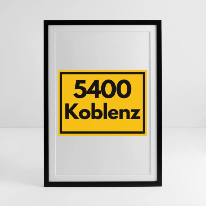 OLD POSTCODE POSTCODE RETRO 5400 KOBLENZ GERMAN Framed poster (49 × 69 cm)