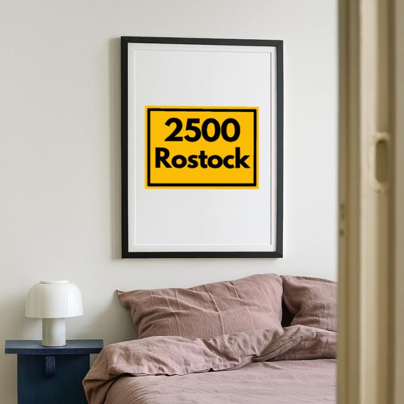 OLD POSTCODE POSTCODE RETRO 2500 ROSTOCK HANSEPORT Framed poster (49 × 69 cm)