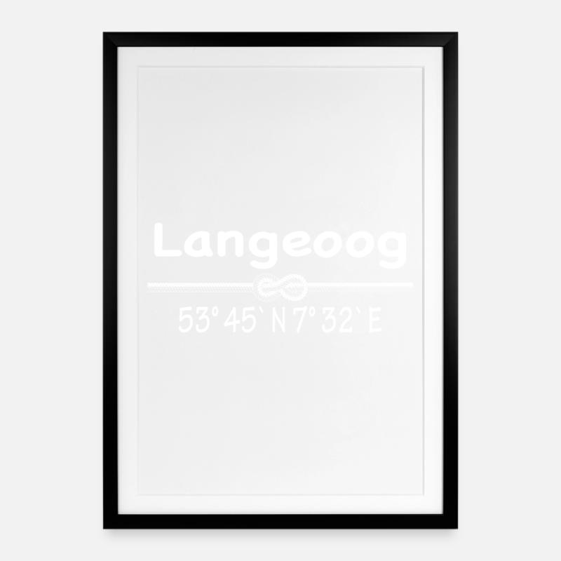 Coordonnées Langeoog - Affiche encadrée (49 × 69 cm) - noir
