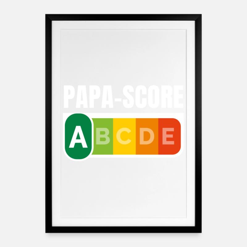 PAPA-SCORE / Humour Papa - Affiche encadrée (49 × 69 cm) - noir