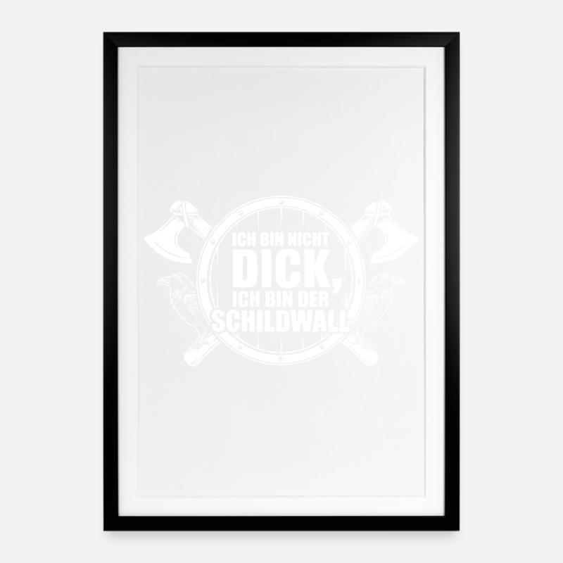 Je ne suis pas gros – je suis le mur de bouclier - Affiche encadrée (49 × 69 cm) - noir