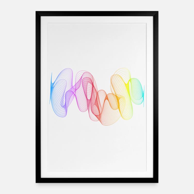 Abstrakte Linien Design 02 - Gerahmtes Poster (49 × 69 cm) - Schwarz