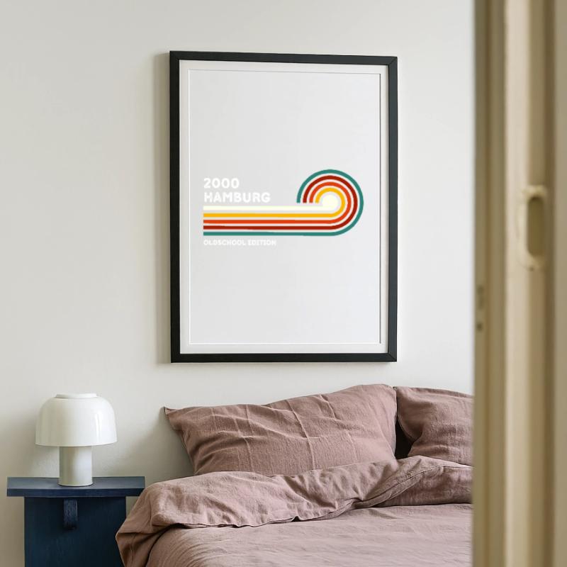 Hamburg Retro Shirt 2000 Zip Code Souvenir Zip Code Framed poster (49 × 69 cm)