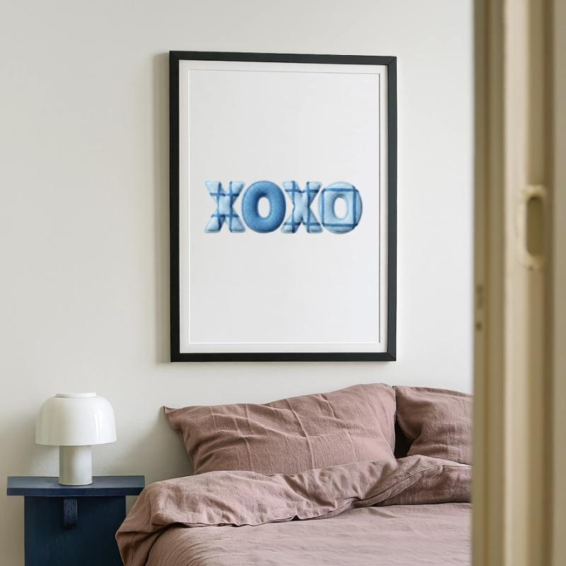 XOXO Patchwork Look with Fabric Look Framed poster (49 × 69 cm)