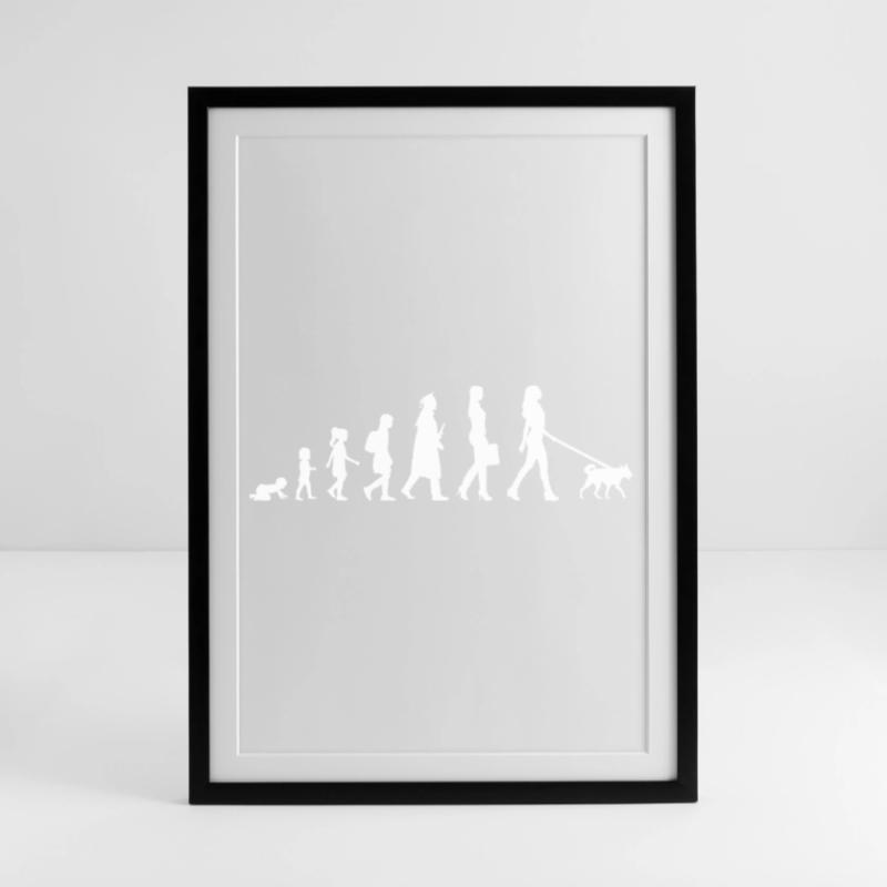 Evolution einer Hundehalterin Gerahmtes Poster (49 × 69 cm)