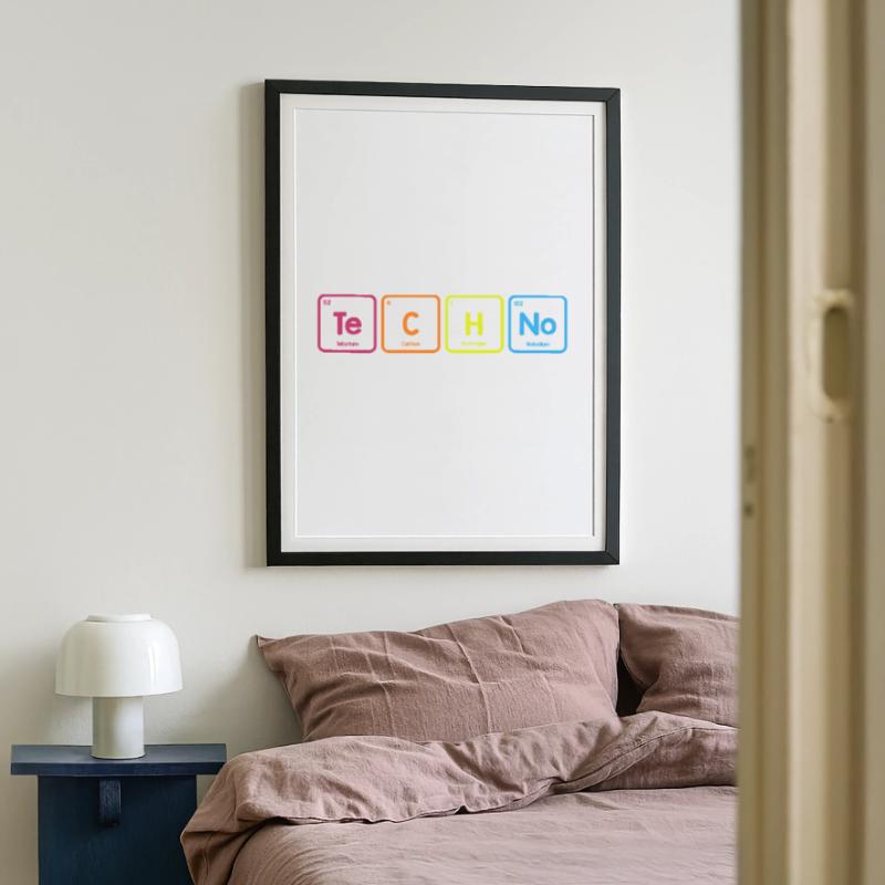 Techno éléments Affiche encadrée (49 × 69 cm)