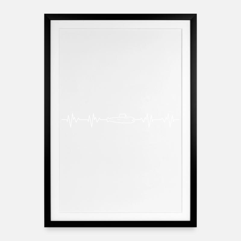 Herzschlag-U-Boot - Gerahmtes Poster (49 × 69 cm) - Schwarz