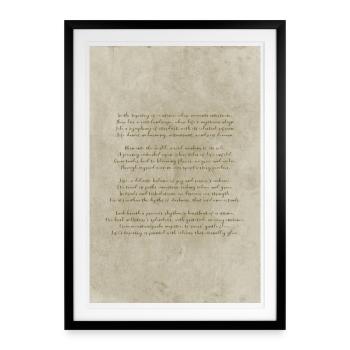 Texte poétique sur l’affiche de la vie - Affiche encadrée (49 × 69 cm) - noir - Devant
