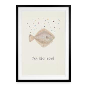 Mein Lieber Scholli Fischdesign - Gerahmtes Poster (49 × 69 cm) - Schwarz - Vorne