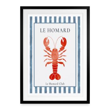 Le Homard Club Bistro Poster Hummer Frankreich - Gerahmtes Poster (49 × 69 cm) - Schwarz - Vorne