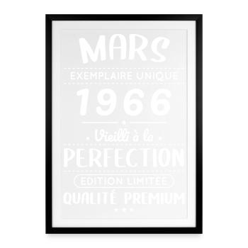 Anniversaire 60 ans - Mars 1966 Perfection - Affiche encadrée (49 × 69 cm) - noir - Devant