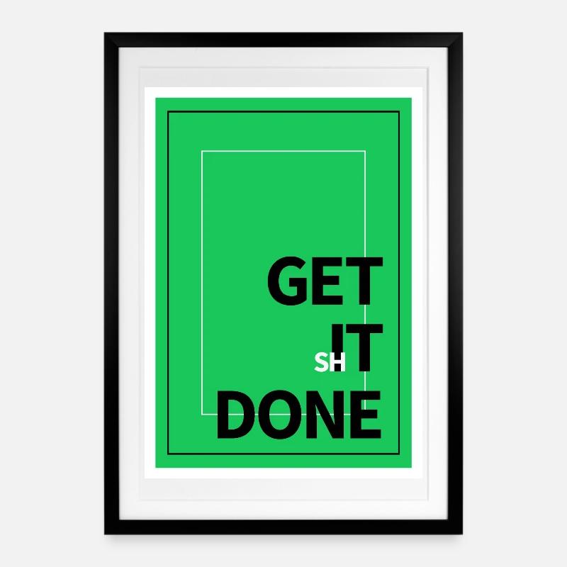 Motivation Get It Done Text Design - Framed poster (49 × 69 cm) - black