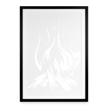Campfire Symbol Outdoor Survival Forest Nature - Framed poster (49 × 69 cm) - black - Front