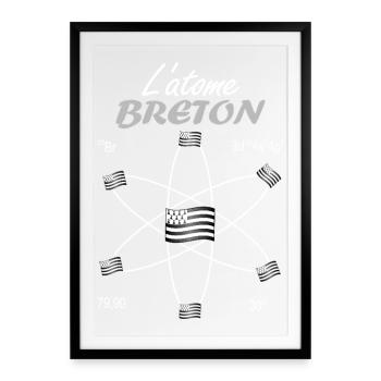 L'Atome Breton Gwenn ha Du Science Fierté BZH - Affiche encadrée (49 × 69 cm) - noir - Devant