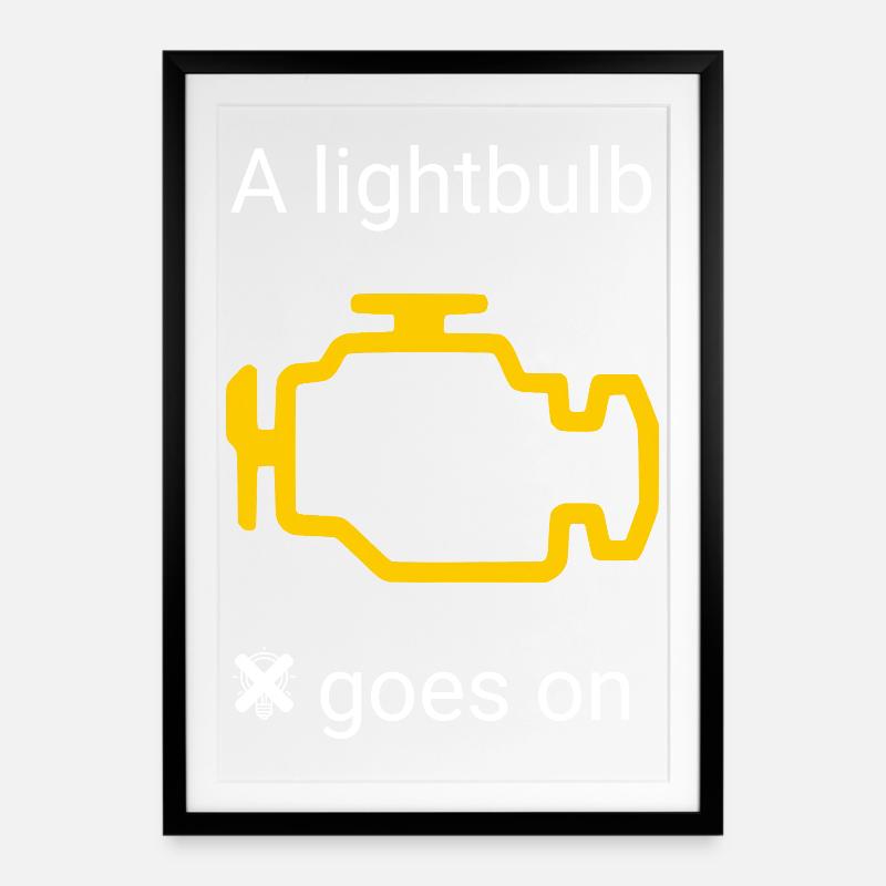 Car funny line check engine light vehicle  - Gerahmtes Poster (49 × 69 cm) - Schwarz