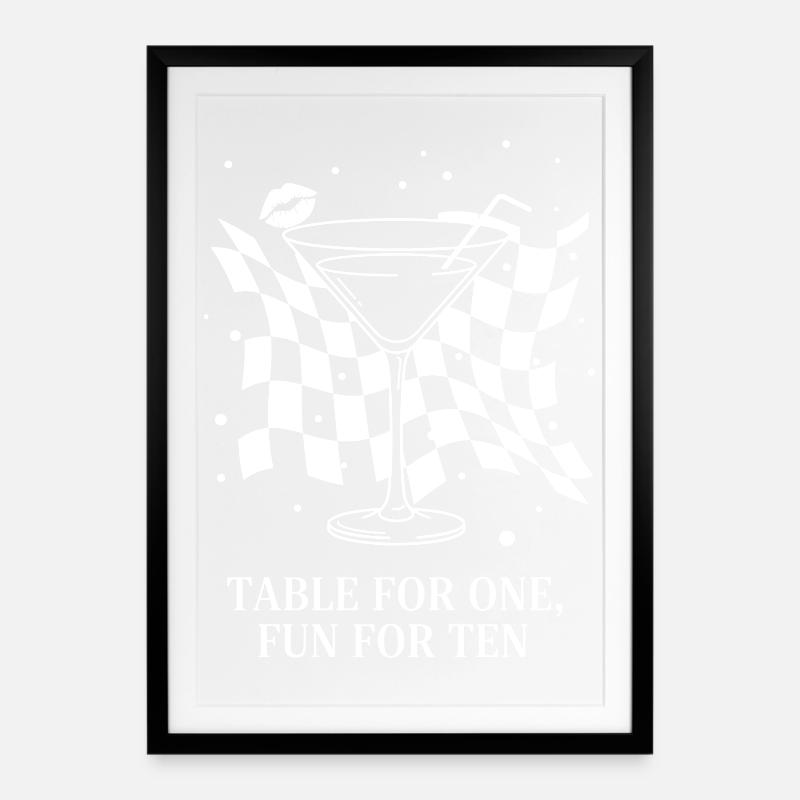 Table For One Martini Party - Gerahmtes Poster (49 × 69 cm) - Schwarz