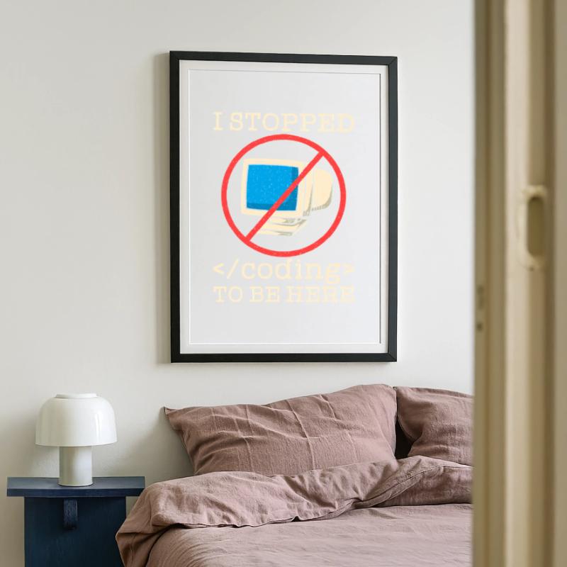 Programmer en train de coder drôle Affiche encadrée (49 × 69 cm)