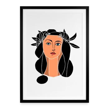 Visage de femme - Affiche encadrée (49 × 69 cm) - noir - Devant