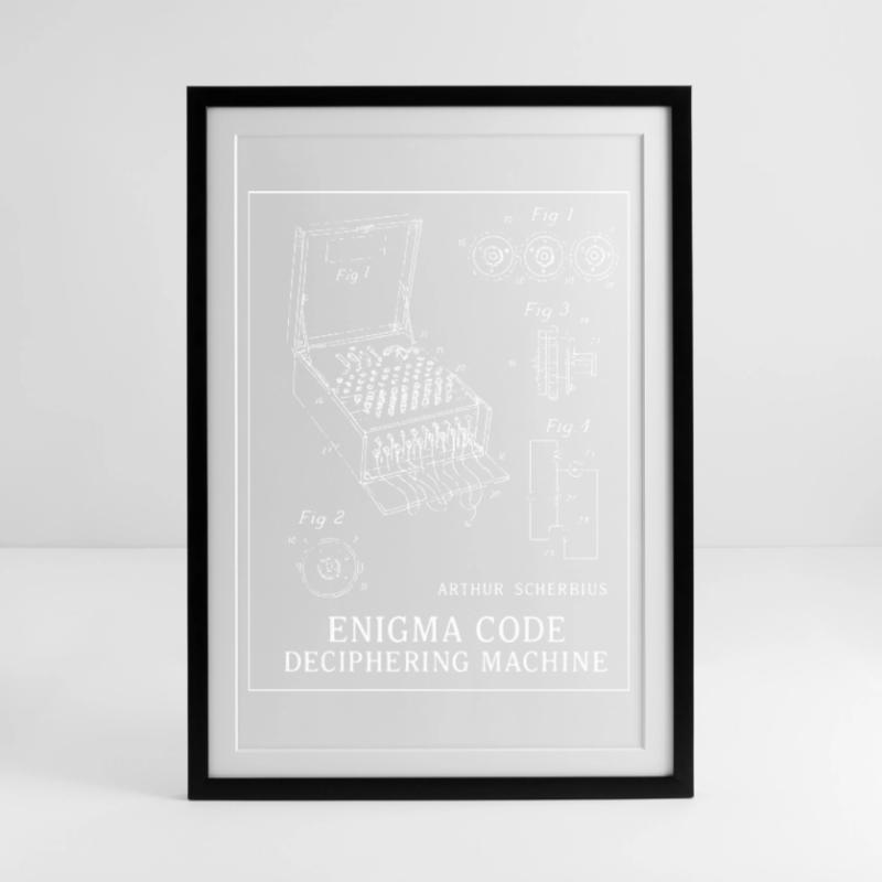 Enigma Code Deciphering Machine Illustration Framed poster (49 × 69 cm)