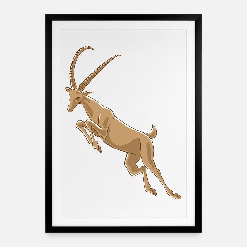bouquetin - Affiche encadrée (49 × 69 cm) - noir