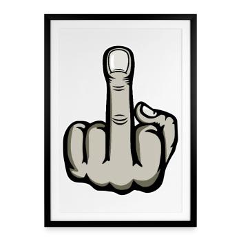 Doigt du milieu Doigt puant Baise Tu Design - Affiche encadrée (49 × 69 cm) - noir - Devant